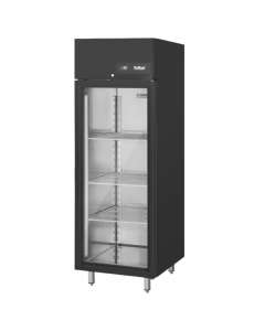 Szafa gastronomiczna chłodnicza z drzwiami szklanymi i LED- czarna, 3 prowadnice, GN 2/1 650 Rilling
