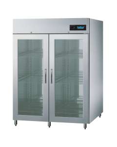 Szafa gastronomiczna chłodnicza z drzwiami szklanymi i LED 6 prowadnic, GN 2/1 1300L Rilling